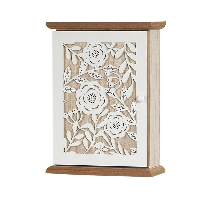 

ALIM-Modern Organizer Cabinet Wooden Key Ring Holder Key Storage Lock Box For Home Decor For Home Office Hallway
