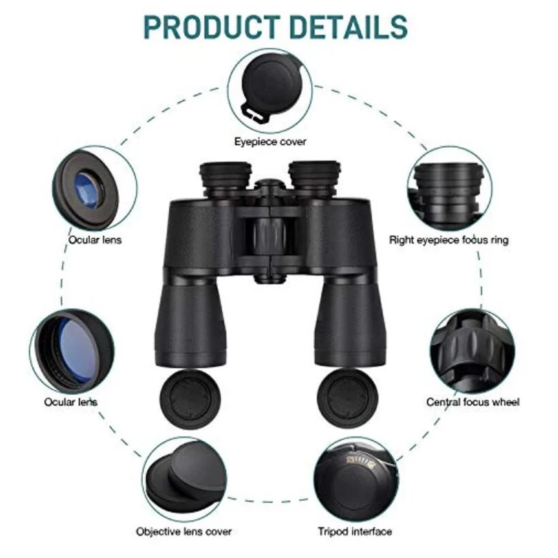 Baigish 20x50 Military Binoculars Hd Powerful Spyglass High Clarity Telescope Bak4 Prism Lll Night Vision For Hunting Camping