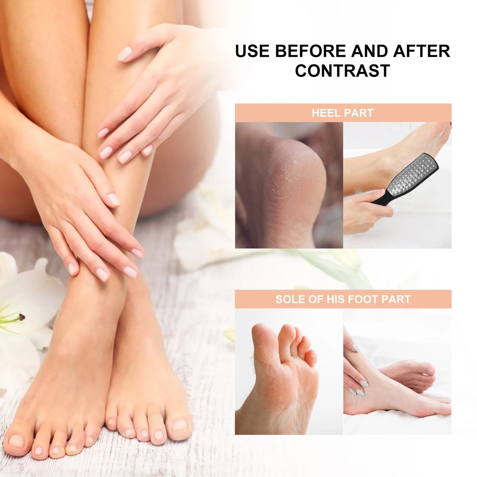 ตะไบเท้าสแตนเลส กำจัดหนังด้าน ขจัดเซลล์ผิวที่ตายแล้ว อุปกรณ์ดูแลเท้าในร้านเสริมสวย ตะไบโลหะสำหรับขัดเท้า