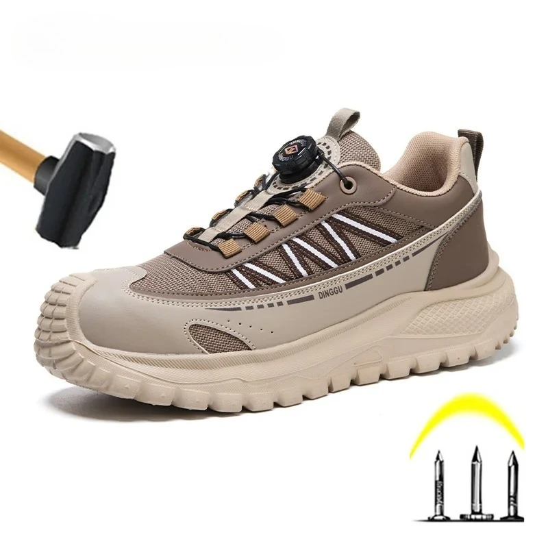 

2026 New Rotating Button Men Work Safety Shoes Anti-smash Anti puncture Indestructible shoes Work Sneakers Protection Boots Male