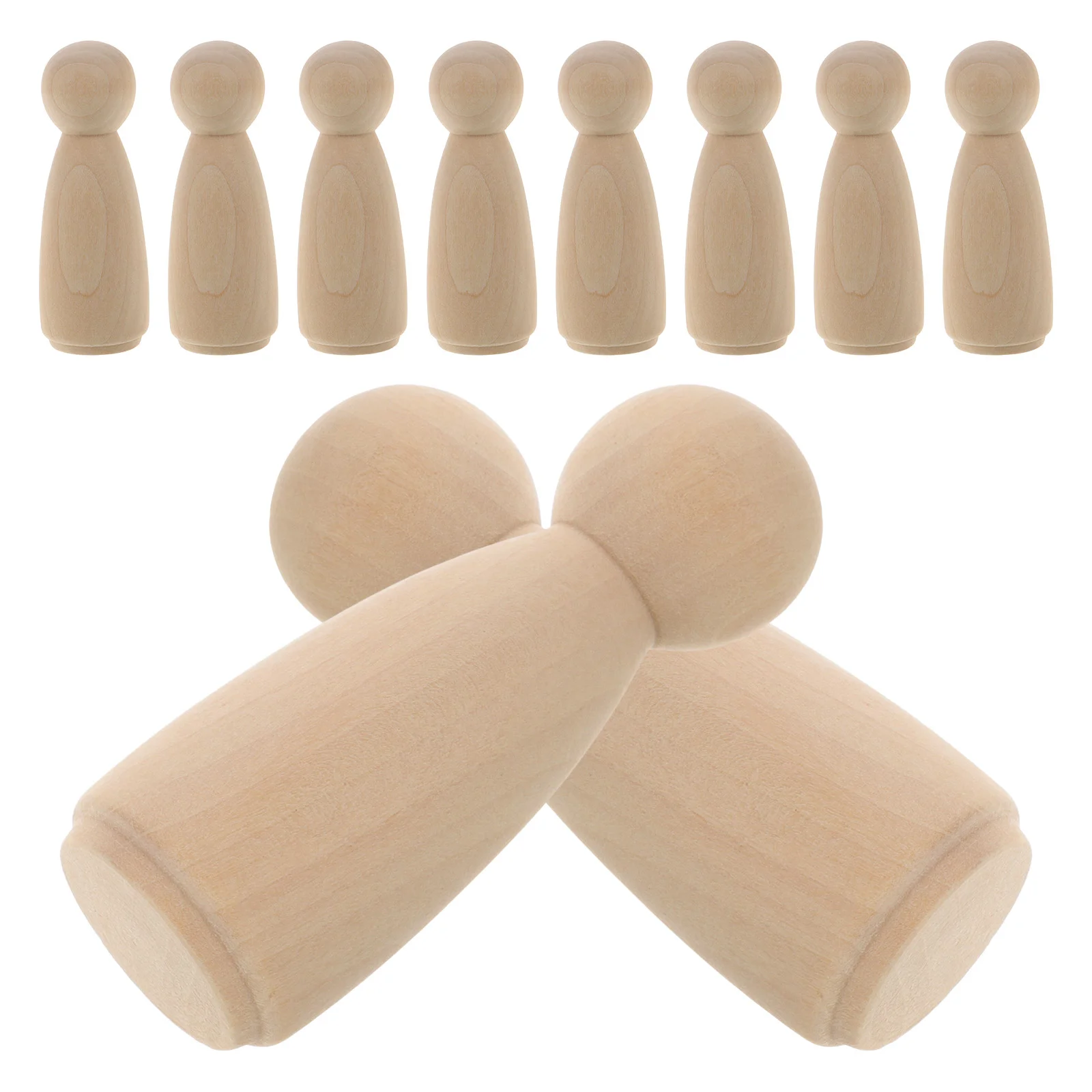 10 Pcs Wooden Bodies Puppet Toys Unfinished Dolls Pendant Color People Child