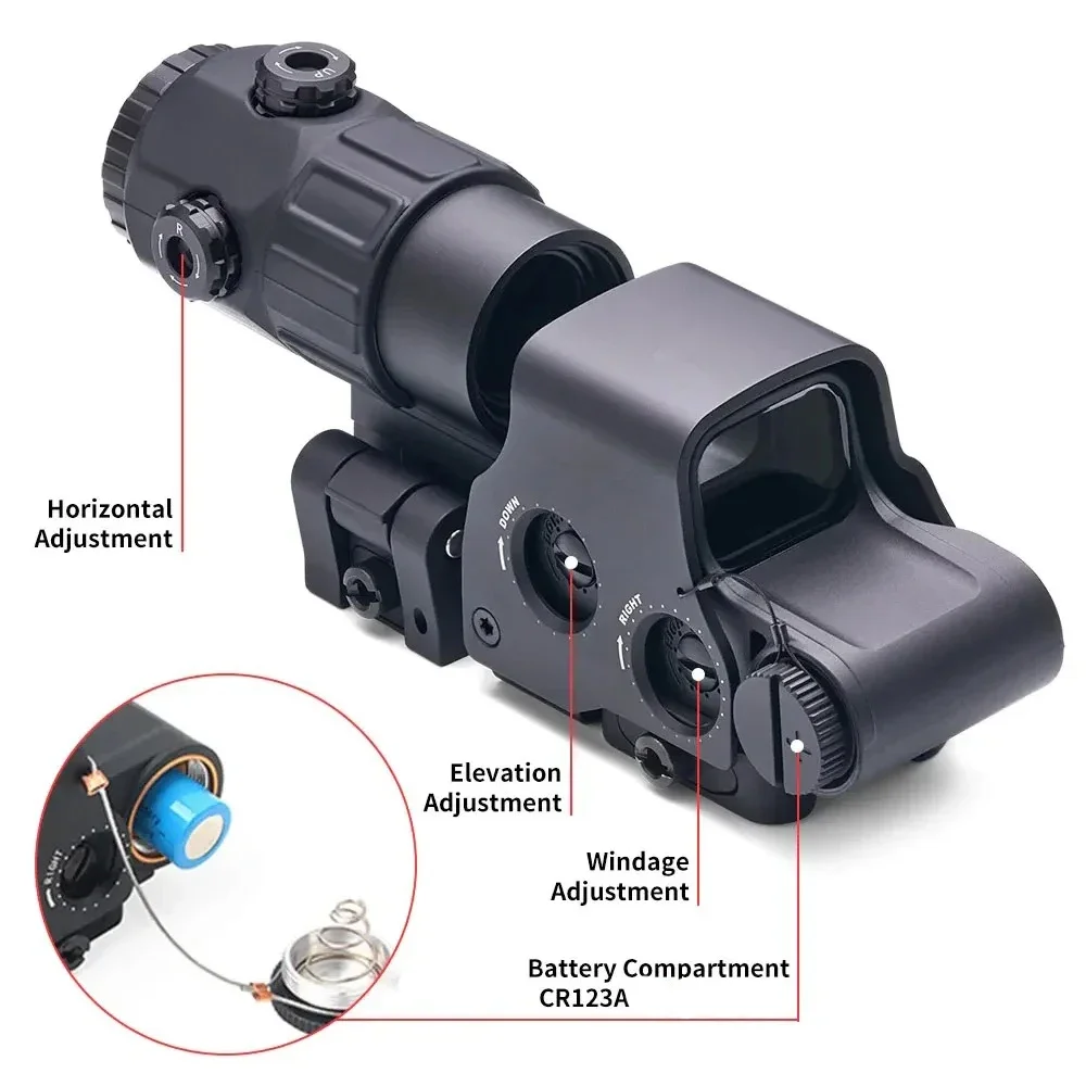 558+G33 Holographic Reflex Sight Red Dot Optic Sight with G33 3X Magnifier Combo Built-in Flip QD Mount