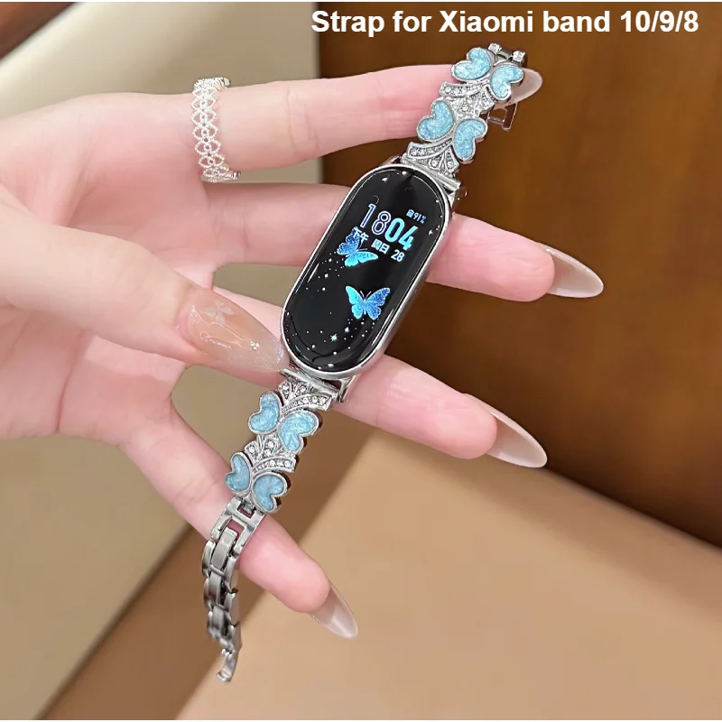 Metal Strap for Xiaomi band 10/9/8 Fashion Watchband For Xiaomi band 10 Woman Correa Bracelet Smartwatch Sport Wristband