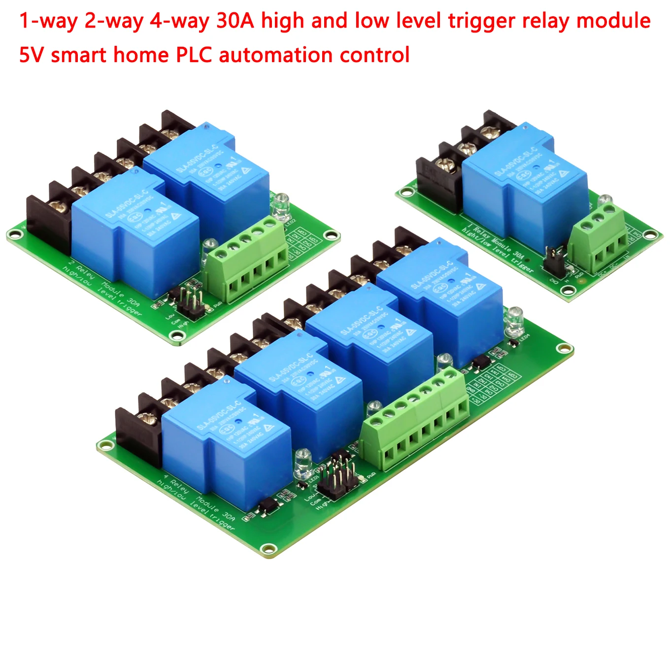 1-way 2-way 4-way 5v 30A relay module high and low level trigger smart home automatic PLC control without guide rail