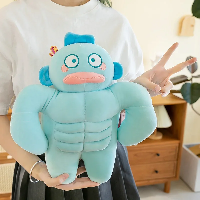 New 65cm Sanrio HANGYODON Ugly Fish Big Size Plush Doll Kawaii Funny Muscle Pillow Plush Toy Stuffed Doll for Kids Birthday Gift