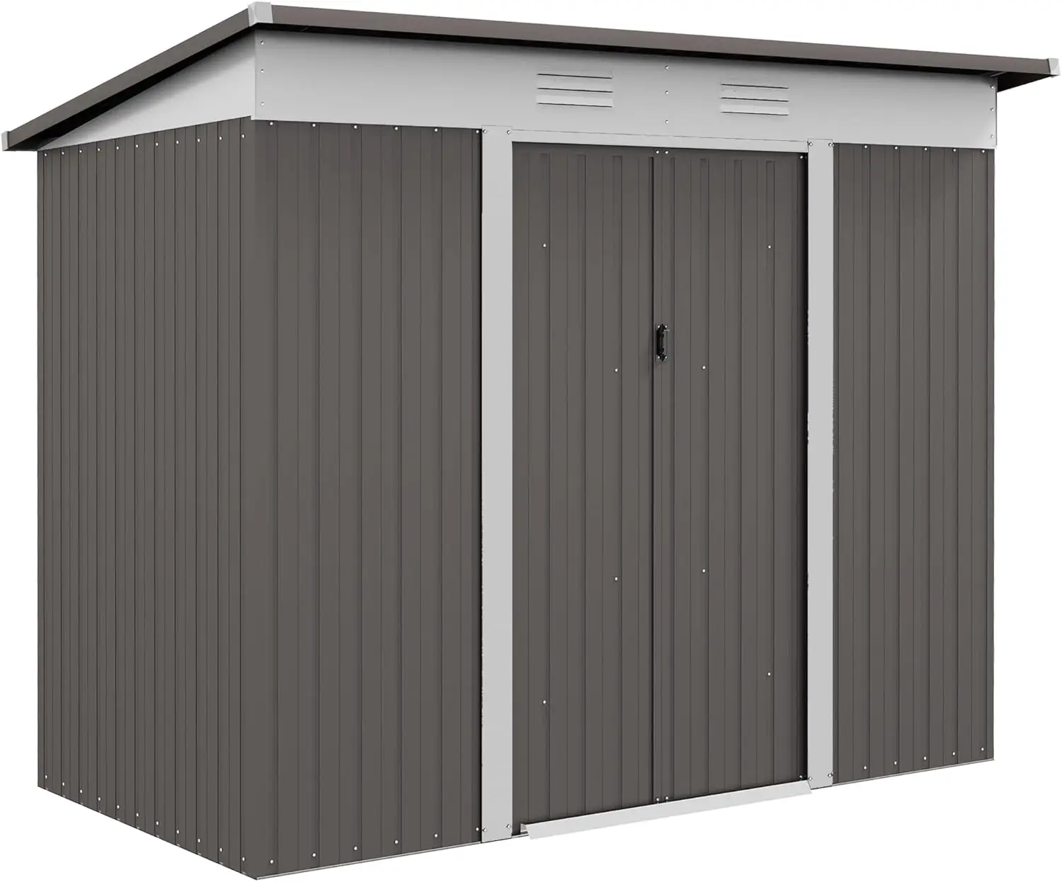 8' x 4' Metal Lean to Garden Shed, Outdoor Storage Shed, Garden Tool House with Double Sliding Doors, 2 Air Vents for Backyard,