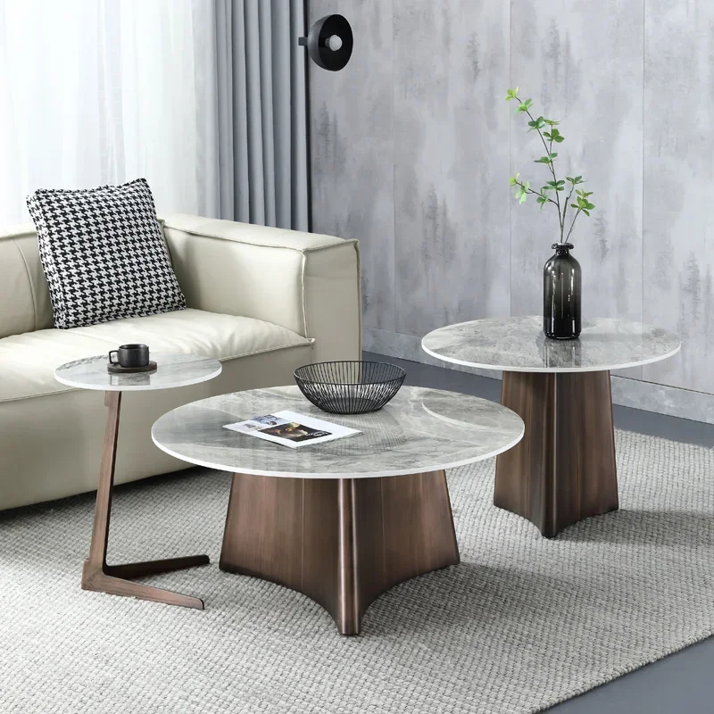 ## New Design Hot Sale Round Coffee Table High End Living Room Marble Coffee Table Combination#