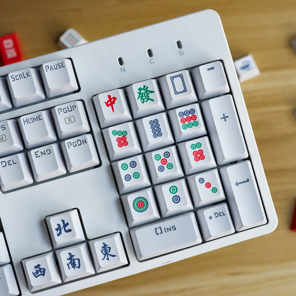 1 Set Mahjong Cherry Profile ABS PBT Keycaps For Mechanical Keyboard GK61 GK64 DIY Personality Mah-Jongg Player Custom Key caps