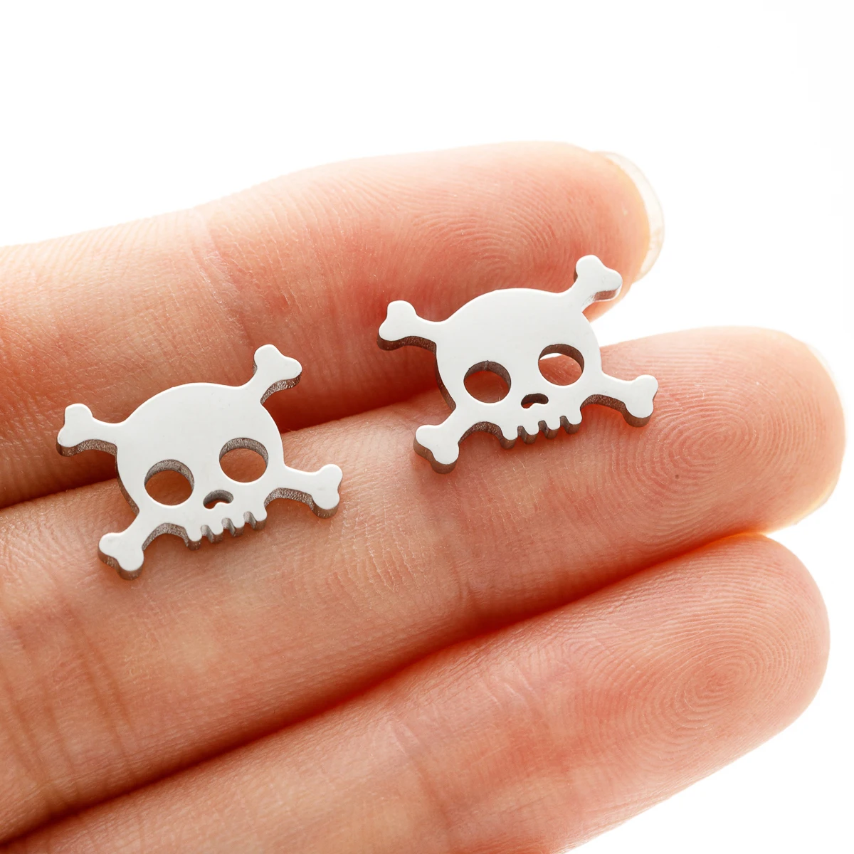 1Pair Hollow Mini Skull Earrings for Men Stainless Steel Ear Studs Halloween Style New Fashion Birthday Party Jewelry Gifts