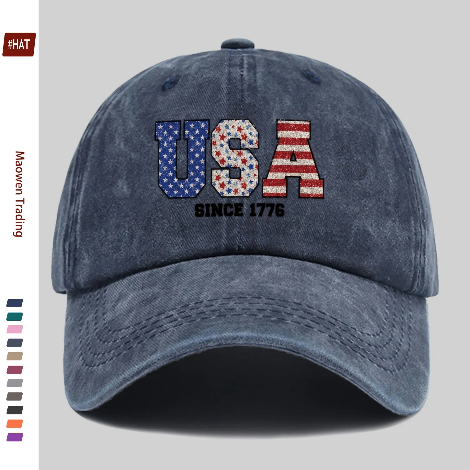 1pc American 250 Years of Freedom 1776 Star Pattern Print Baseball Cap Fashion Patriotic Women'S Daily Wear Design Sun Hat Comfo
