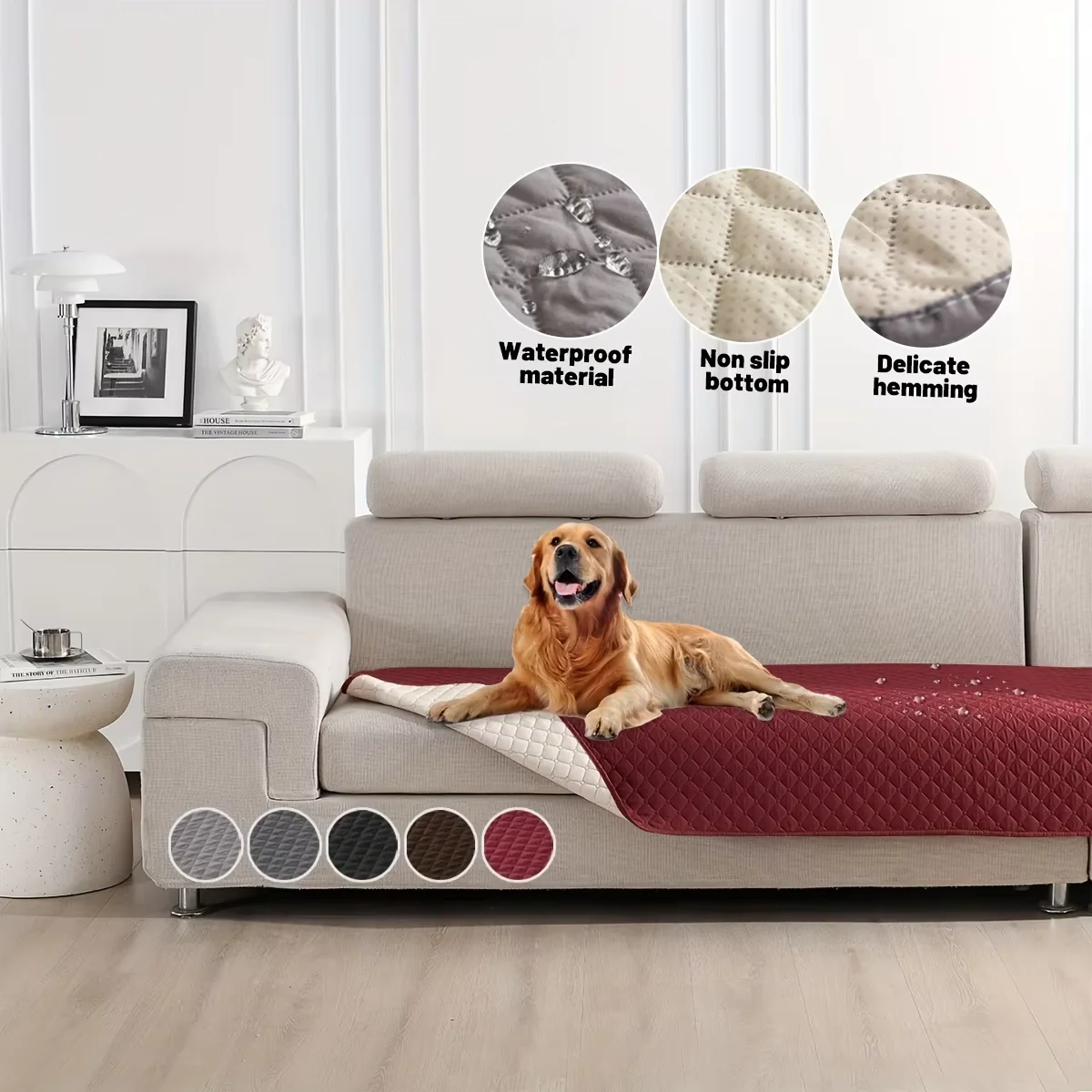 Small Check Pet Mattress,Washable PU Foam Dog Mat,Non-Slip Furniture Protector,Soft Bed Cover for Cats Dogs view 2