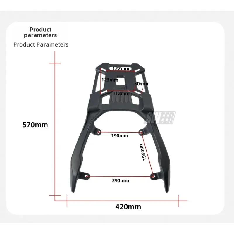 

For 2023 Honda ADV160 Motorcycle Modification Aluminum Alloy Rear Luggage Rack Cargo Shelf Trunk Tail Box