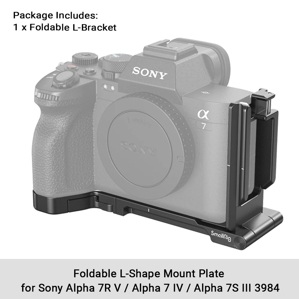 SmallRig Opvouwbare L-vormige montageplaat voor Sony Alpha 7R V / Alpha 7 IV / Alpha 7S III Arca-Swiss Draagbare L-beugel 3984