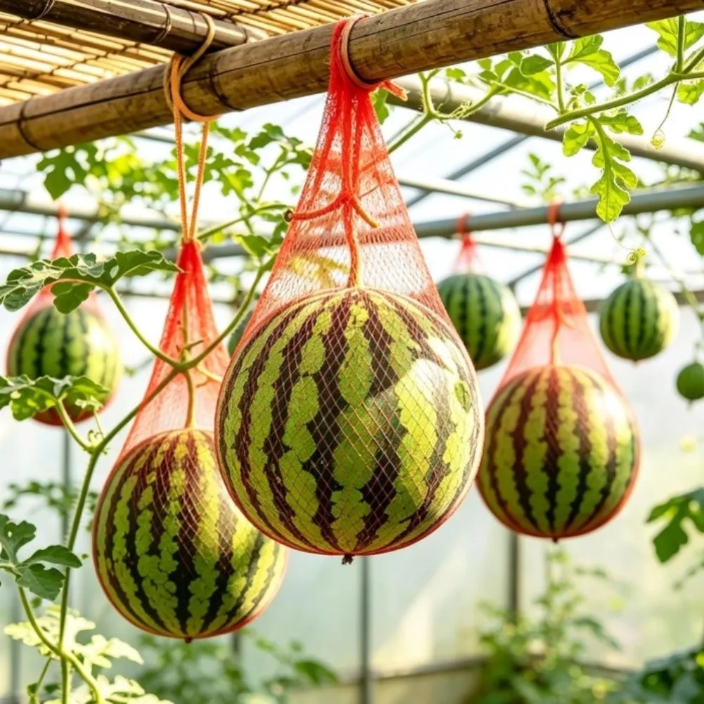 Watermelon Mesh Produce Bags 100 Pack with Drawstring for For garden Tasks Fruits Vegetables Nuts and Seafood Storage