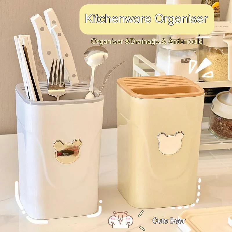 

Knife Block Holder,Multifunctional Kitchen Drainage Knife Holder,Small Space-Saving Knife Organizer For Countertop