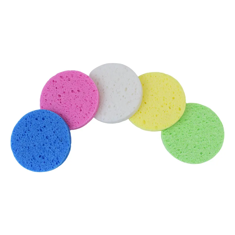 5/10pcs 6//8/10cm Face Round Makeup Remover Tool Natural Wood Pulp Sponge Cellulose Compress Cosmetic Puff Facial Washing Sponge