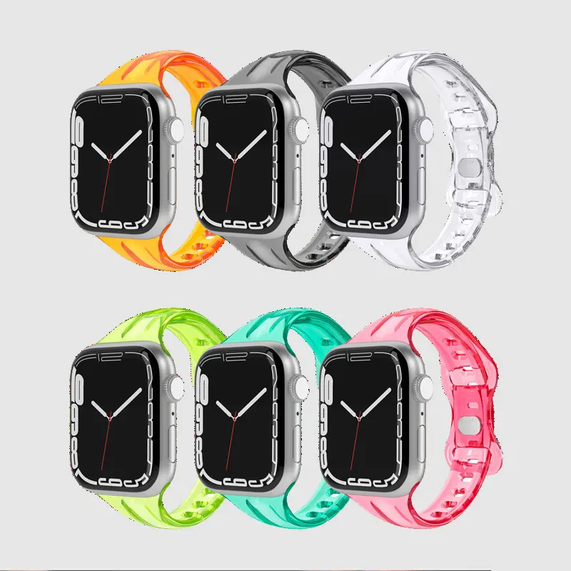 For Apple Watch Band 41mm 40mm 45mm 44mm Transparent Clear Slim Soft Silicone Strap For iWatch Ultra2 49mm Series 9/8/7/6/SE/5/4