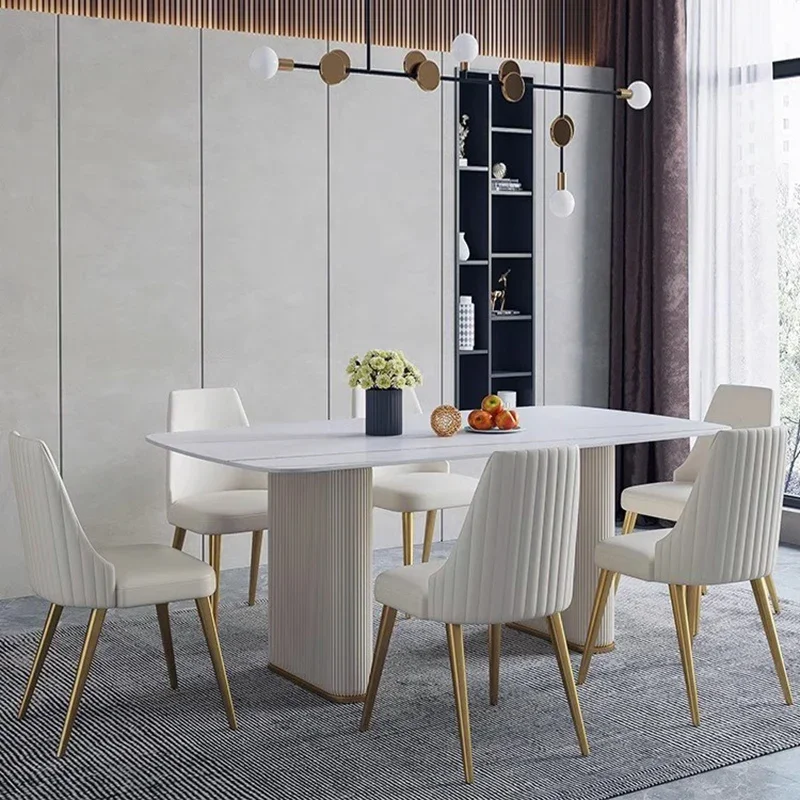 

Modern Large Dining Table Set White Gold Luxury Complete Dinning Console Tables Chair Italian Juegos De Comedor Dining Furniture