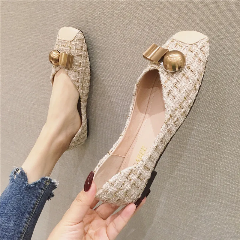 Big Size Women Flats Fashion Ballerina Woman Loafers Square Toe Slip on Fashion Flat Casual Shoes Woman Zapatos Mujer Size 45