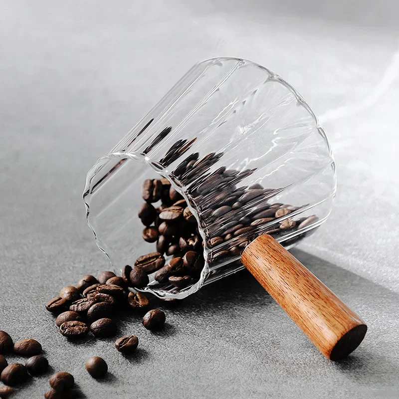 Wood Handle Glass Espresso Measuring Cup Coffee Extraction Cup High Temperature Resistance Italian Espresso Oz Cup Milk Jug