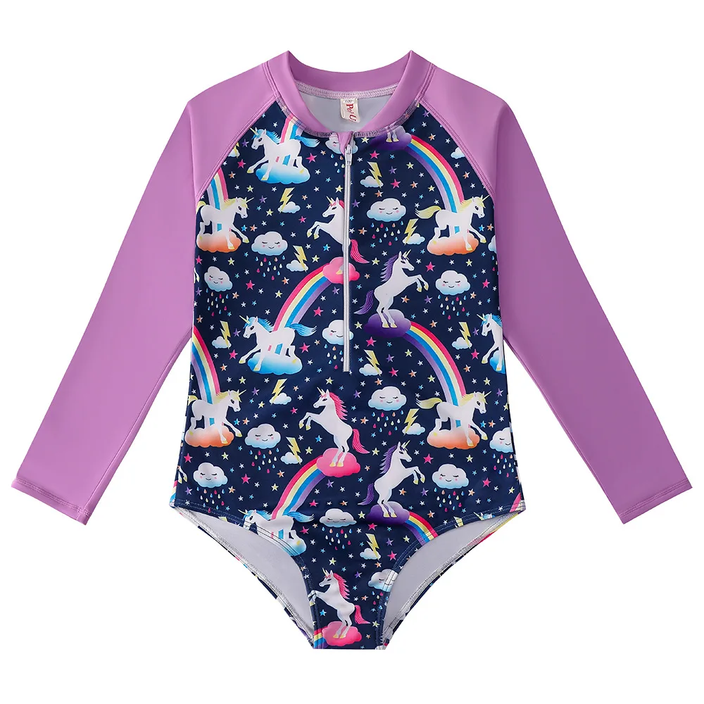 

1PC Bathing Suits For Girls Long Sleeve Surfing Mermaid SwimSuit Pool Beachwear Kids Girls Swimwear For 2 3 4 5 6 7 8 9 10 Years
