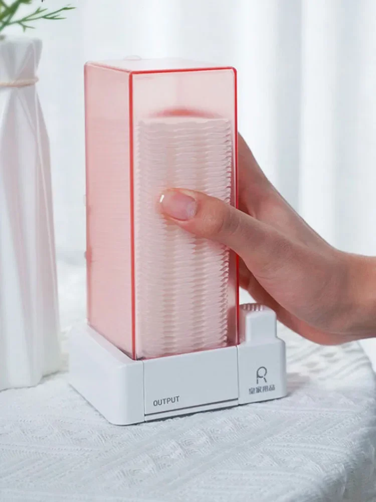 Cotton Pad Holder Press Type Makeup Cotton Organizer Container Dispenser Wall Hanging Use Closed Design for Lint Free Nail Wipes