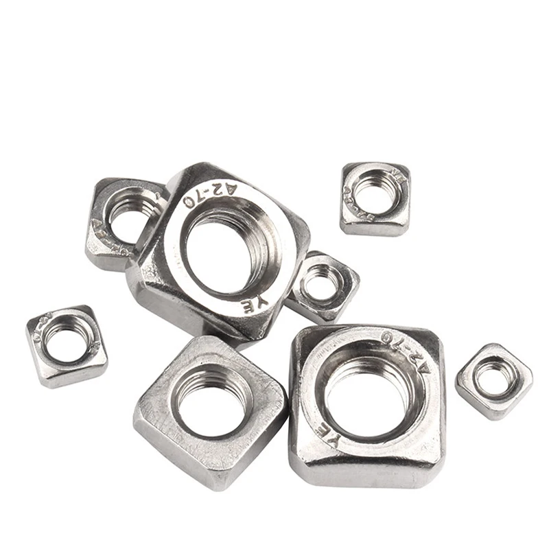 20/50/100Pcs 304/316 Stainless Steel Square Nuts White Zinc Chamfer Right Angle Nut M3 M4 M5 M6 M12 Industrial Hardware Fastener