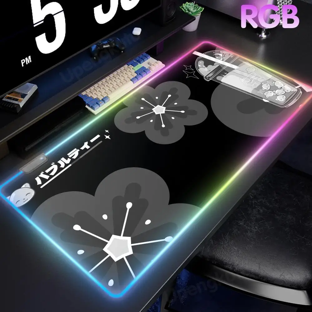 

Milk tea Mouse All Size Edgelock Rubber Mouse Mat Anime RGB Mouse Esports Computer Keyboard Pad LED Large Gamer Luminous Mat