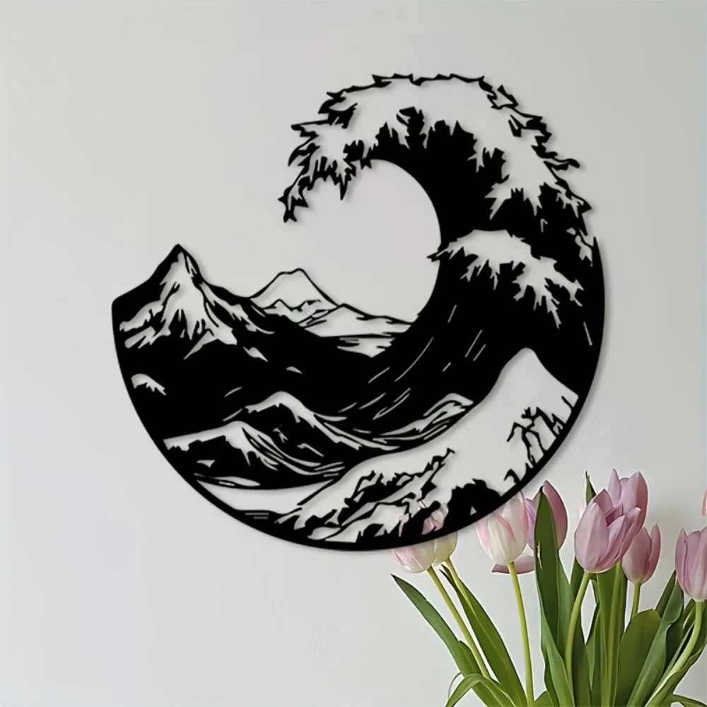 Brand 2D Flat Retro Compass Nautical Metal Wall Art, Laser‑Cut Maritime Silhouette Hanging Ornament for Home Bedroom Living Room
