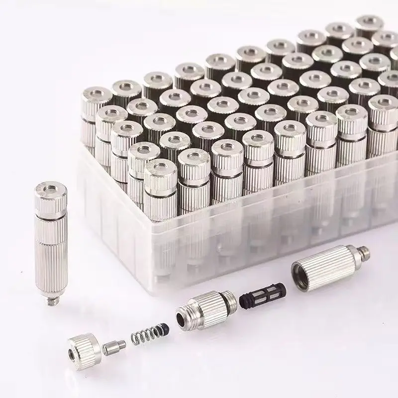 50 szt. Wysokociśnieniowe dysze do zamgławiania wody ogrodowej z filtrem wewnątrz 0,1 mm ~ 0,8 mm do chłodzenia w ogrodzie i nawilżania