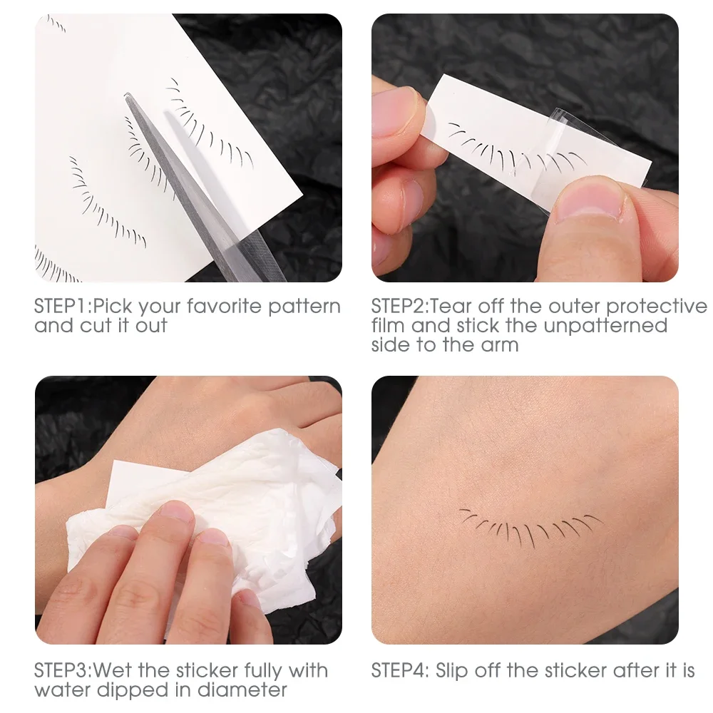 Waterproof Lower Eyelash Tattoo Stickers Makeup Lashes Temporary Tattoo Patch Natural Lifelike False Eyelash Eyelashes Extension