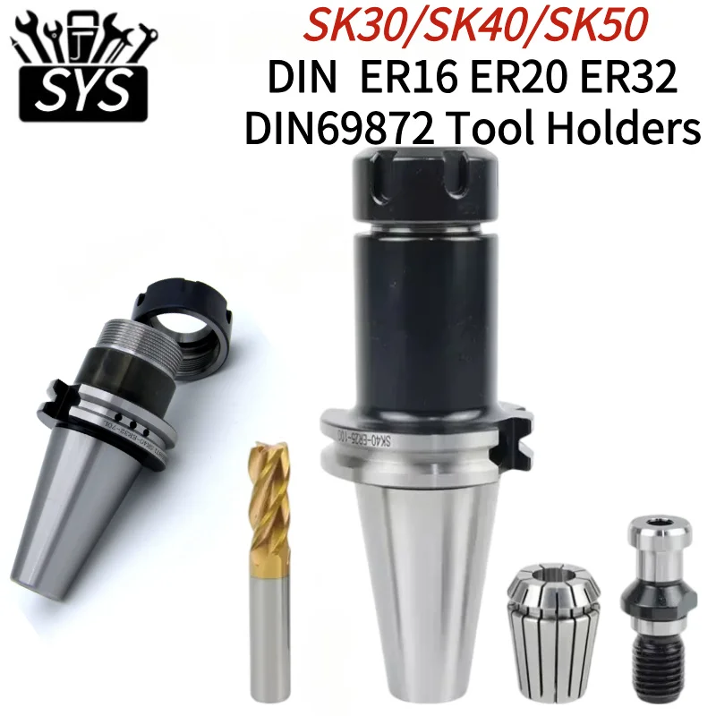 

SYS DIN DAT40 JT40 SK30 SK40 SK50 ER32 ER25 ER20 ER16 Патрон DIN69871 Держатель инструмента с ЧПУ Фрезерный токарный станок Станок
