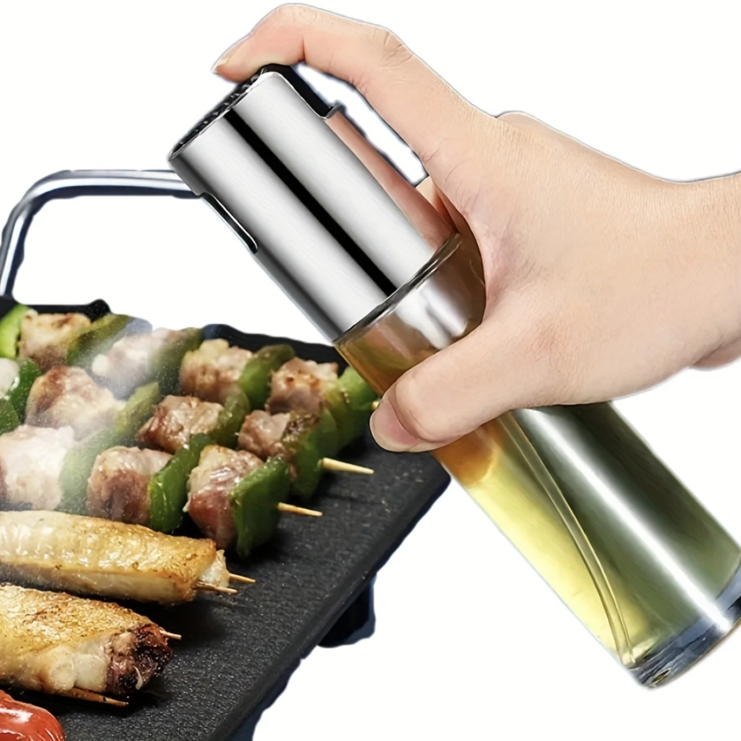 1pc Premium Glass Spray Bottle - High-Pressure Atomizer for Olive Oil & Seasonings - for Outdoor Barbecue & Kitchen Use