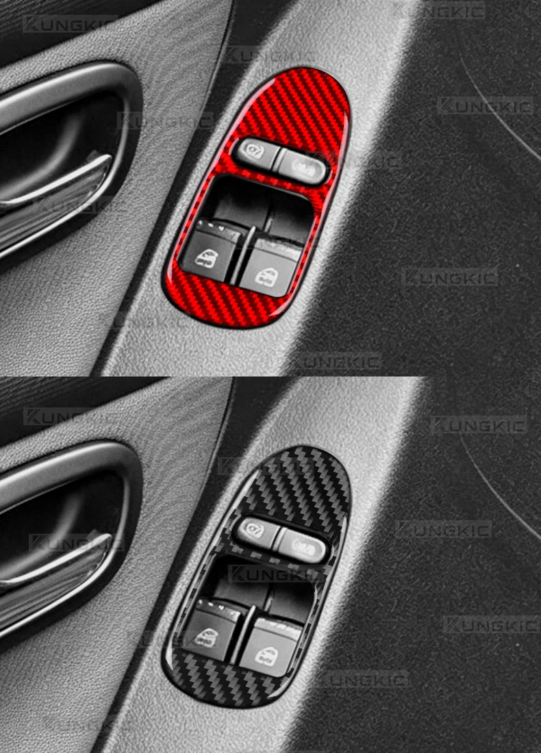 Echter, weicher Carbonfaser-Aufkleber für Seat Leon MK1 1M 1999 2000 2001 2002 2003 2004, Zubehör für die Zierleiste des Fensterheberschalters im Auto – Detail 11