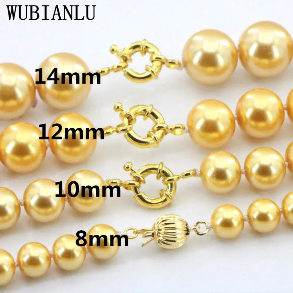 Wholesale 14mm Golden South Sea Shell Pearl Necklace Fashion Woman Girl Gift Christmas Wedding 18\