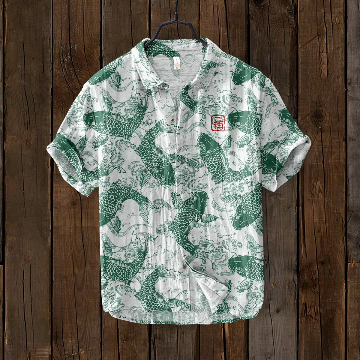 Hawaiian artistic fashion men's shirt printed 3D digital casual wide-collar short-sleeve shirt made of 100% linen fabric.