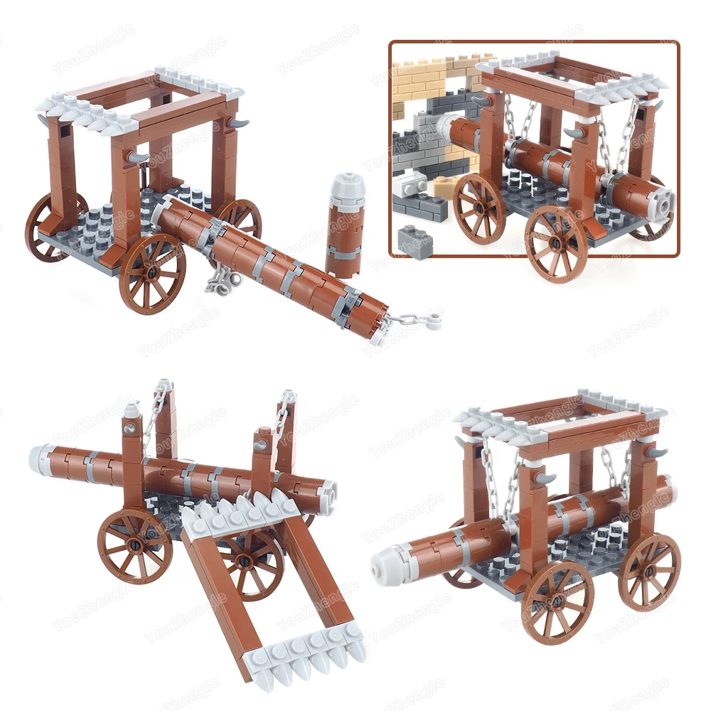 Houten stokwagen Breek de poort Bouwsteen MOC Rome figuren Militaire wapens Oorlog Eeuw Scène Model Kinderen Cadeau Jongen Speelgoed