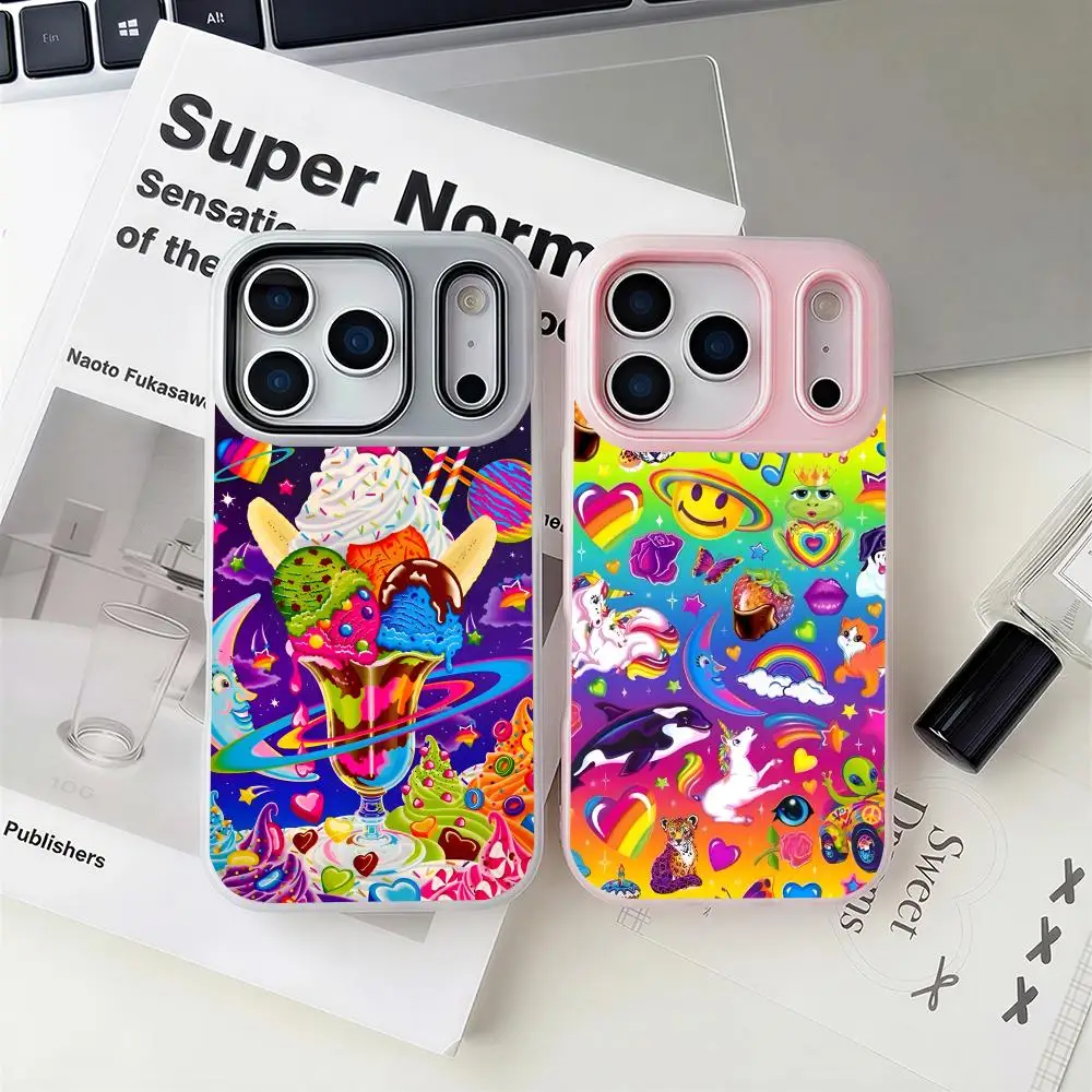 

Красочный чехол L-Lisa FrankS 2-в-1: съемный прозрачный чехол с отделениями для карт и фотографий для iPhone 12-17