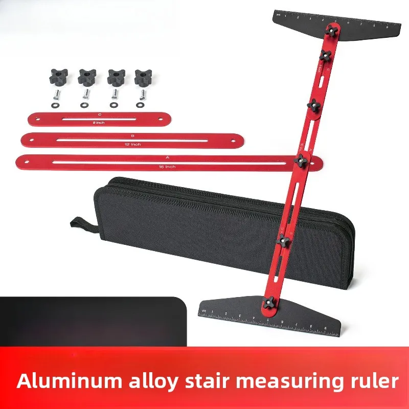 Aluminum Alloy Stair Gauge Tool Adjustable Stair Measuring Jig Foldable Template for Stair Tread Riser Layout