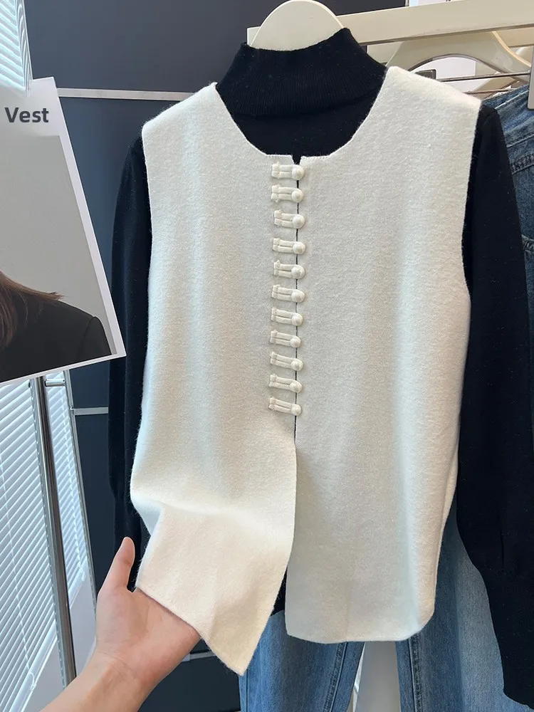 Comfortable Soft Camere Knitted Sweater  Color Svel Women's Vest Faionable Simple Versatile oulder Bared Vest