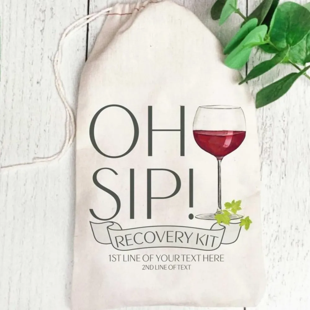 25 Rose Wine Hangover Kits -Oh Sip Hangover Recovery Kit Bags -Girls Trip Gift Bags -Winery Tour Favors - Wine Bachelorette Bags