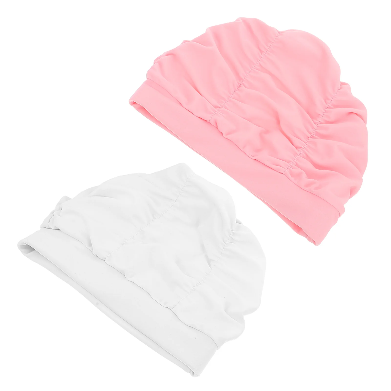 2 قطعة قبعات السباحة مطوي السيدات مرونة الشعر الطويل سريعة الجافة الأشعة فوق البنفسجية حماية قبعات السباحة للنساء بركة الشاطئ قبعة السباحة للنساء