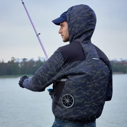 Одежда для кондиционера, термостойкий носимый охлаждающий жилет с вентилятором, дышащий жилет с длинными рукавами и вентилятором для льда для кемпинга, рыбалки