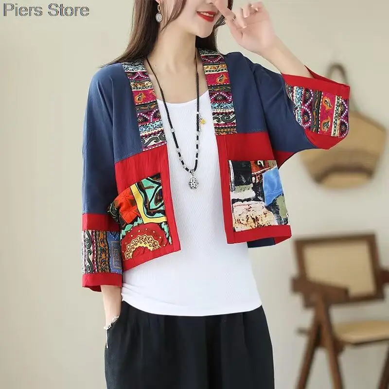 Lady Retro Stile Cinese Hanfu Top Tradizionale Elegante Camicetta da Donna Moda Abbigliamento Orientale Cotone Lino Stampa Zen Tea Shirts