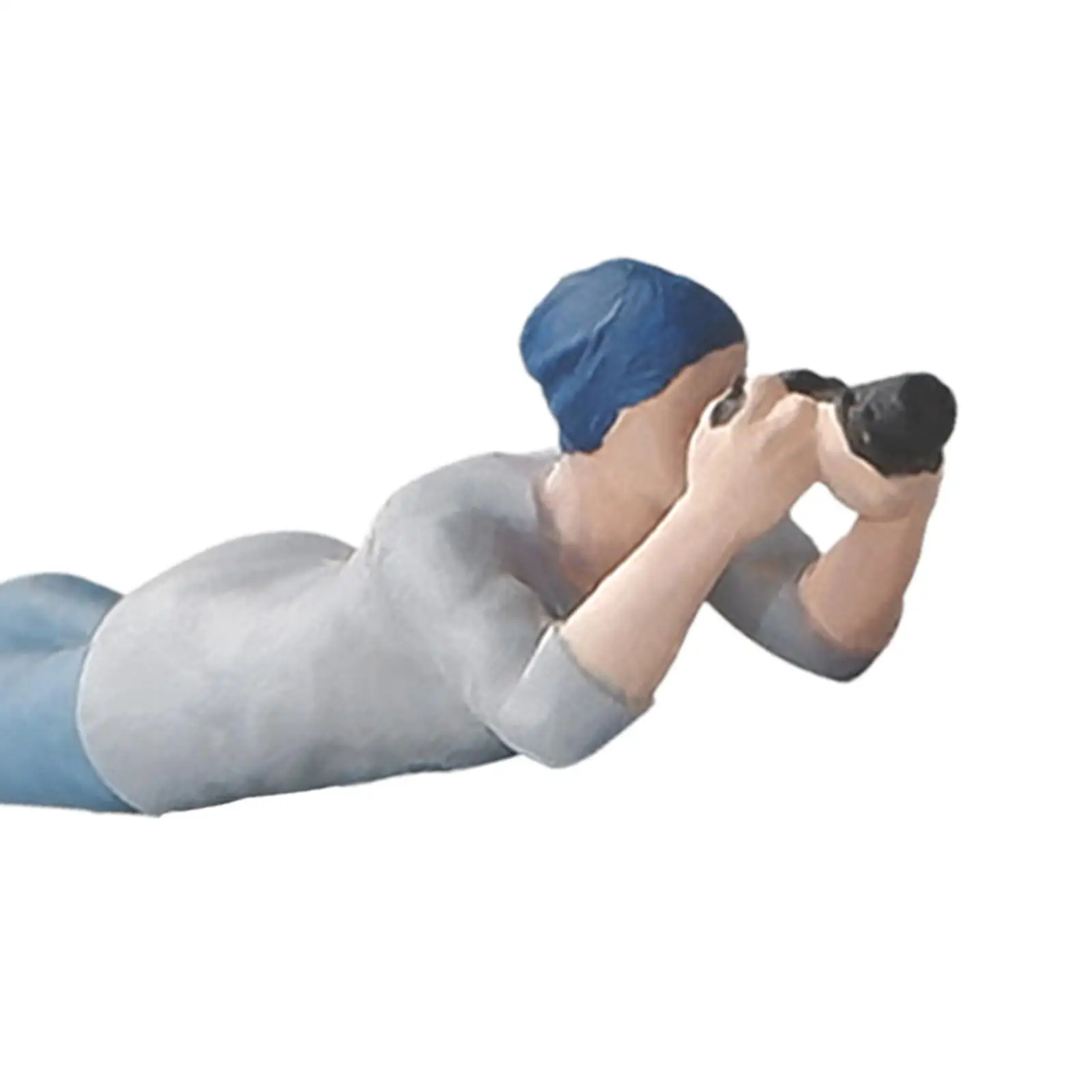 1/64 Scale Crouching Man Model Resin Character Model for Desktop Decoration Fairy Garden DIY Scene Micro Landscape Train Layout