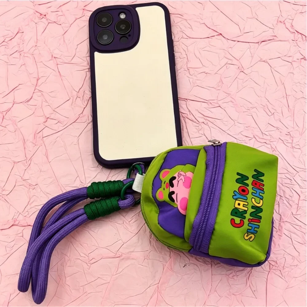 Crayon Shin-chan Mini Lanyard Bag Kawaii Zipper Coin Purse Anti-Lost Phone Wristlet Card Holder Cosmetic Pouch Gift Women Girls view 5