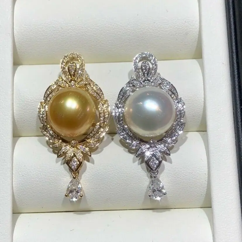 New AAAA 14mm Natural South Sea White Sea Pearl Pendant in  +Free necklace exquisite jewelry as a gift