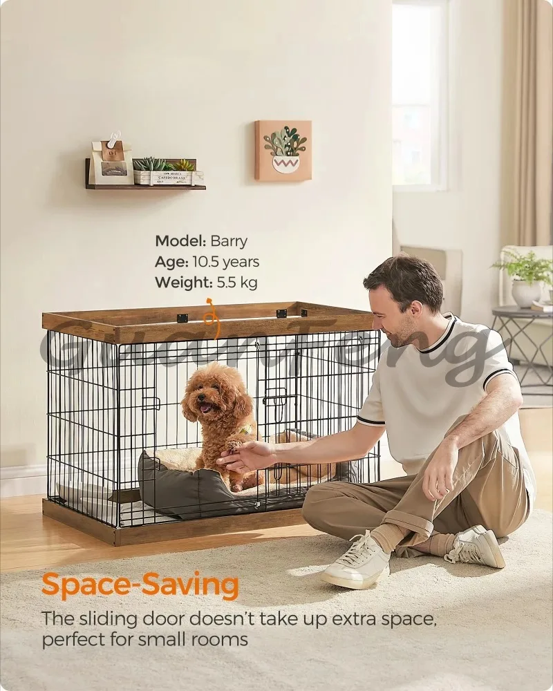 Steel Wire Dog Playpen Easy Assembly Dog Crate Fence Panel with Sliding Door for Pet Enclosure