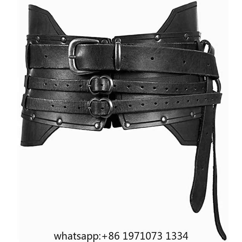 Medieval Wide Leather Armor Belt Steampunk Waist Costume Accessory Women Men Viking Knight Antique Waistband For Larp Cosplay