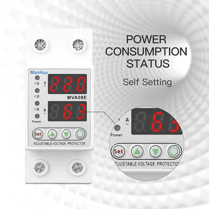 220V 40A 63A Digital Overvoltage Relay HD Touch Display Intelligent Undervoltage Protector Relay Reset Protection Din Rail Mount